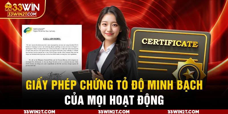Giấy phép chứng tỏ độ minh bạch của mọi hoạt động